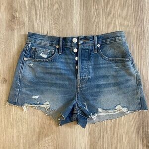 Frame Denim Blue Distressed Jean Shorts